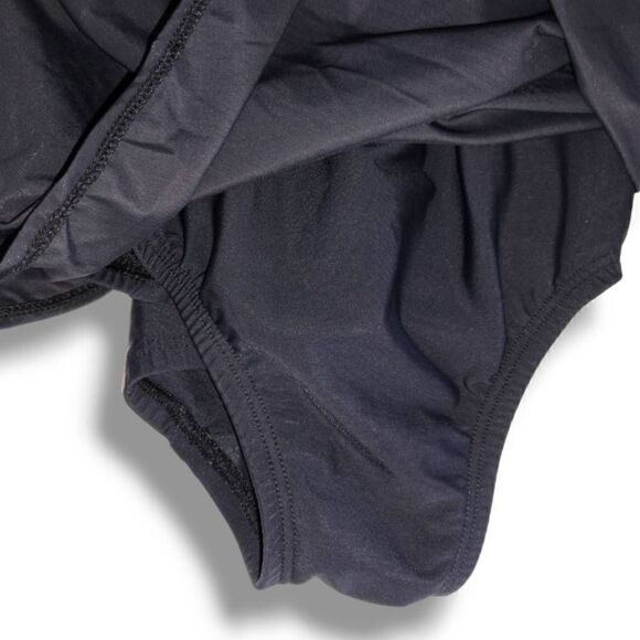 Lands End Womens‎ Swimsuit Sz 8 Black Tummy Control SleeveSuit One PC Ruched - Picture 5 of 14